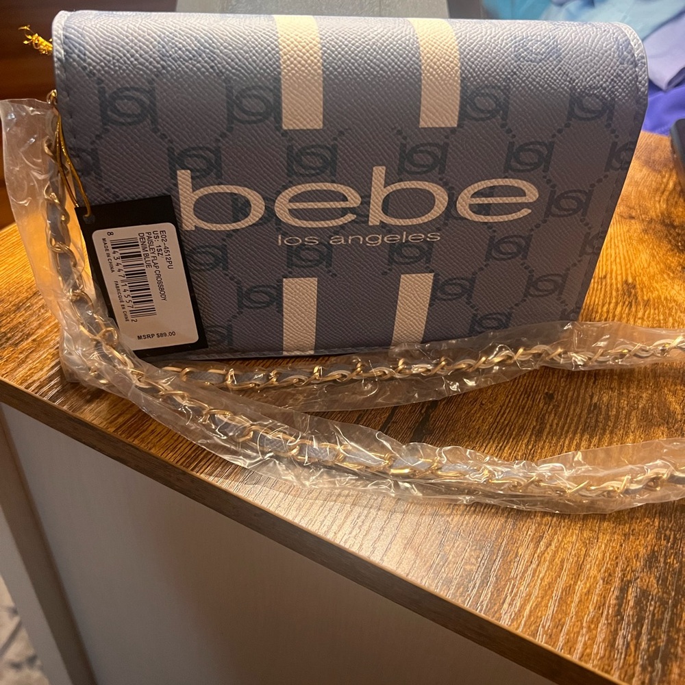 NWT Bebe Blue and White Crossbody Bag